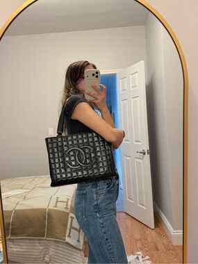 Rare Chanel CC Karl Lagerfeld Chocolate Bar Black Zip Closure Shoulder Bag
